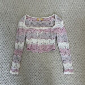 Urban Outfitters Pink and Cream Knit Top